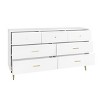 Okak Minimalism 7-Drawer Bedroom Dresser, High Glossy Surface, Storage Cabinet of Drawer with Golden Handle & Steel Legs, Matte White - 2 of 4
