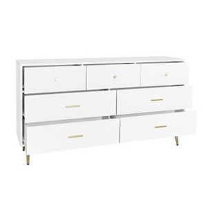 Okak 6-Drawer Dresser Golden Handles and Steel Legs, Spacious Large Drawers, Stylish Storage Chest for Home Organization - 1 of 4