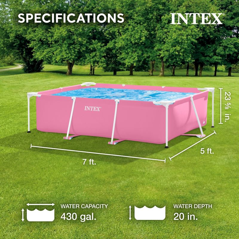 Intex Rectangular Metal Frame Above Ground Outdoor Backyard Swimming Pool, 3 of 9