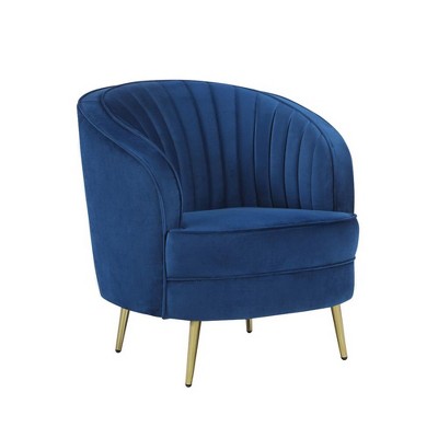 Simple Relax Velvet Accent Chair With Metal Legs In Blue And Gold : Target