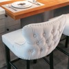 Modern Velvet Bar Stool Set with Metal Frame and Soft Cushion - Button Tufted Decoration - Ideal for Bar, Kitchen, Home Beige 22" L x 19" W x 37" H - 4 of 4