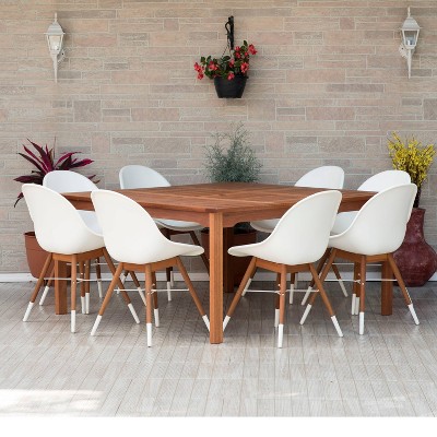 Metz 9pc Square Wood/Resin Patio Dining Set - White - Amazonia