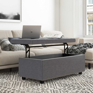 CAVINAS Linen Storage Ottoman Bench,Ottoman with Tufted Diamond Detail and Nailhead Trim for Living Room,Bedroom - 1 of 4