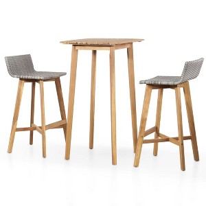vidaXL 3 Piece Bar Set Solid Acacia Wood - 1 of 4