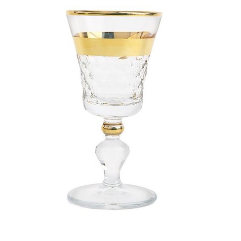 Classic Touch Set of 2 V-Shaped Wine Glasses with Clear Stem, 14 oz., White