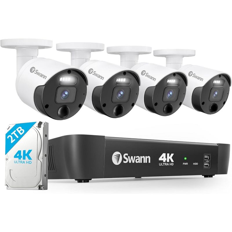 Swann NVR Security System, Round Master Bullet Cameras, 87680 Hub, Black, 1 of 9