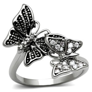 Slickblue Polished Stainless Steel Ring with Clear CZ Animal Center Stone for Women, Size 5-10 - 1 of 4