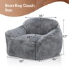 Itopfox Oversized Bean Bag Chair for Adults with Armrests, Spacious Comfy Beanbag Sofa in Soft Faux Fur, Grey, Filler Included for Living Room - 2 of 4