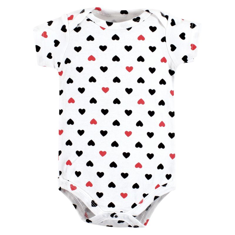 Hudson Baby Infant Girl Cotton Bodysuits, Girl Daddy Red Black 3Pk, 4 of 6