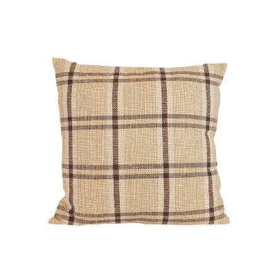 20x20 Hand Woven Plaid Filled Throw Pillow Sepia Cotton, Rayon & Polyester by Foreside Home & Garden
