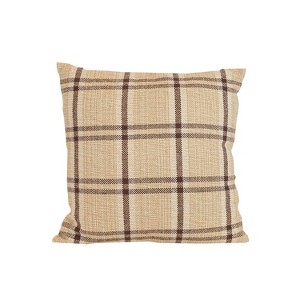 20x20 Hand Woven Plaid Filled Throw Pillow Sepia Cotton, Rayon & Polyester by Foreside Home & Garden - 1 of 4