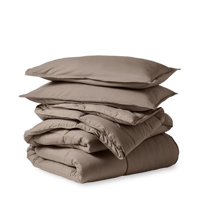 Oversized Queen Taupe Microfiber Down Alternative Comforter Set