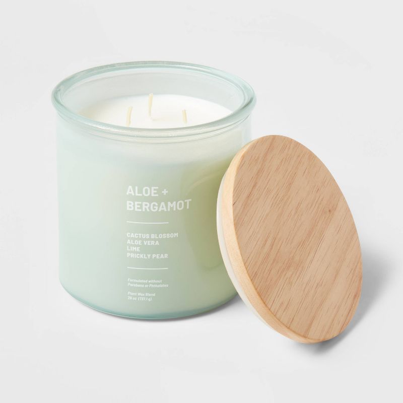 Tinted Glass Aloe + Bergamot Jar Candle Light Green - Threshold™, 3 of 10