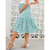 Clearlove Women's Ditzy Floral Print Midi Skirt Boho Elastic High Elastic Waist Pleated Swing A Line Flowy Casual Skirts - 3 of 4