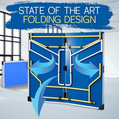 Full Size Blue Folding Table Tennis Table with Net and Clipper