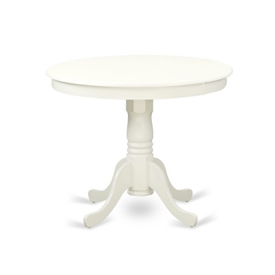 Linen White Round Pedestal Dining Table Set with Willow Green Faux Leather Chairs