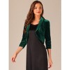 Allegra K Women's Velvet 3/4 Sleeve Open Front Ruffled Hem Back Cropped Cardigan - 4 of 4