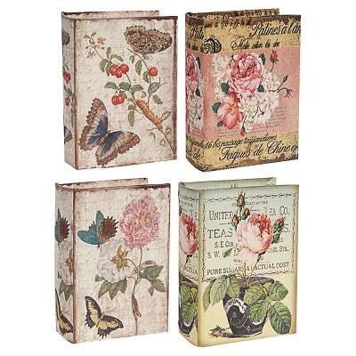 Set of 4 Book Boxes Floral/Butterflies  - A&B Home
