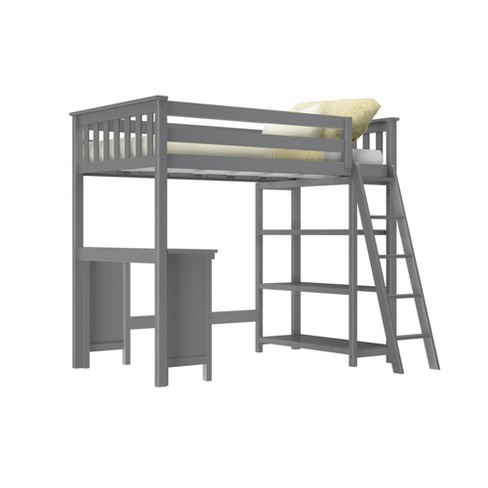 Max & Lily Twin High Loft Bed With Bookcase And Desk, Grey : Target