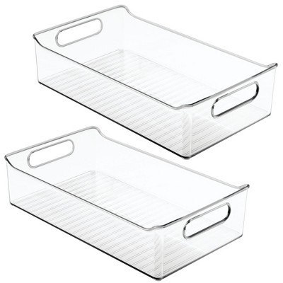 mDesign Plastic Storage Bin with Handles for Bathroom - 2 Pack - Clear