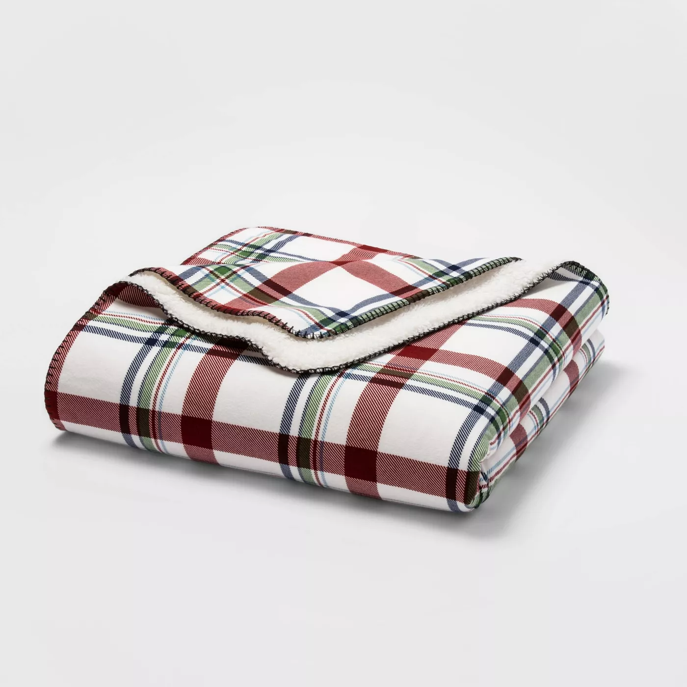 Flannel &amp; Sherpa Bed Blanket - Threshold™ - image 1 of 4