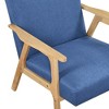 Fabric Upholstery Solid Rubberwood Contemporary Wood-Arm Accent Chair with Dacron Foam Seat, Attached Cushions and Natural Finish Frame - 4 of 4