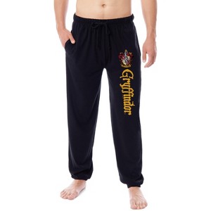 Harry Potter Mens' Hogwarts All Houses Sleep Jogger Pajama Pants Black - 1 of 4