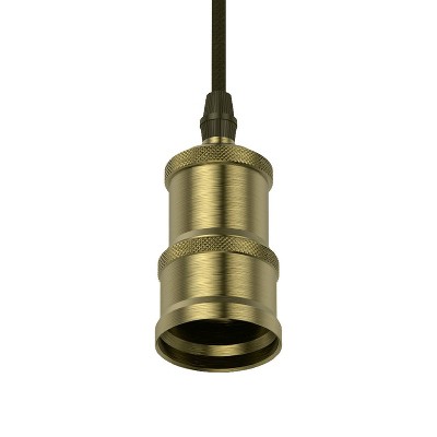 Soft Gold Vintage Glass Pendant Light with Black Cord