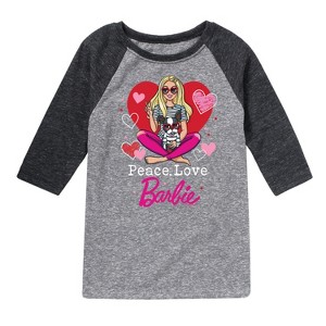 Boys' - Barbie - Peace Love Barbie Raglan Graphic T-Shirt - 1 of 4