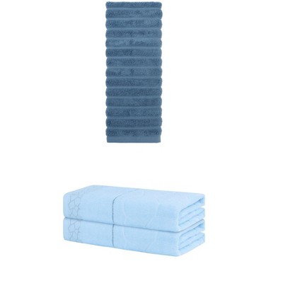 REGALWOVEN Bathroom Gym SPA Cotton Soft Absorbent Bath Hands Towel Set 2 Pcs