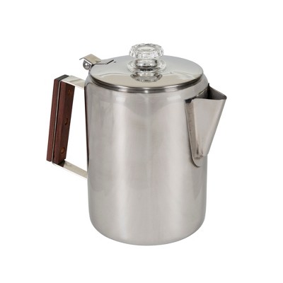Stainless Steel 9-Cup Coffee Percolator with Wooden Handle