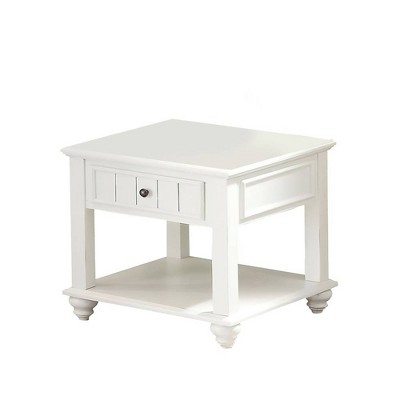 Natesa White Washed 24-Inch Poplar Wood End Table with Storage