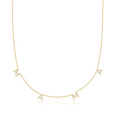 Ross-Simons 0.25 ct. t.w. Diamond "Mama" Station Necklace in 18kt Gold Over Sterling