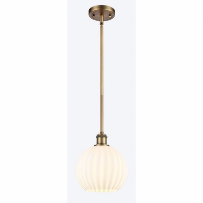 White Venetian - 1 Light Stem Hung Mini Pendant In Modern Style-10 Inches Tall and 8 Inches Wide