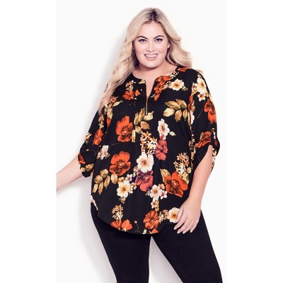 AVENUE | Women's Plus Size Blouse Longline - Brushed Diamond - 26W/28W