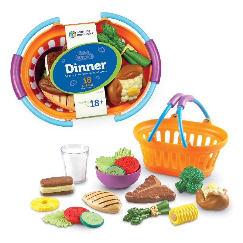 Learning Resouces New Sprouts - Play Dinner Basket, 18 Pieces, Ages 18 mos+, 1 of 8