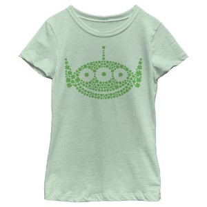 Girl's Toy Story St. Patrick's Day Little Green Men Shamrock Fill T-Shirt - 1 of 4