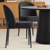 5-Piece Modern Black Dining Table Set, 46" Round Pedestal Table and 4 Upholstered Linen Chairs for Kitchen or Small Spaces-Maison Boucle - 2 of 4