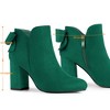 Allegra K Women's Round Toe Bow Decor Chunky Heel Ankle Boots - 4 of 4