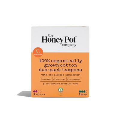 The Honey Pot Duo Pack Organic Bio-Plastic Applicator Tampons - 18ct