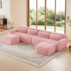 U-Shaped Sectional Sofas with 32D High-Density Sponge, Ergonomic Design, and Anti-Slip Base - 1 of 4