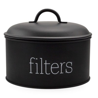 AuldHome Design Basket Coffee Filter Holder, Enamel Storage Container in Rustic or Modern Farmhouse Style