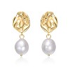 Guili Sophisticated Sterling Silver 14K Gold-Plated White Freshwater Pearl Crinkled Drop Earrings – Elegant Design with a Modern Touch - 2 of 2