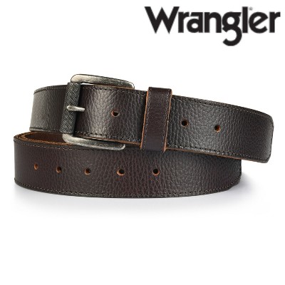 Wrangler Men's 38mm Pebble Leather Belt - Roller Buckle Casual Belt for Jeans & Everyday Wear, Tonal Stitched Design