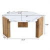 RISOKEYS Hexagonal Modern Coffee Table - 31-inch White Marble Top, Natural Wood Grain Texture Legs, Water-Resistant MDF for Living Room - White - 3 of 4