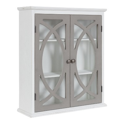 Kate and Laurel Quinlan Decorative Wood Wall Cabinet, 24x8x28, White and Gray