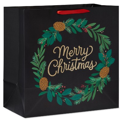 Xl 15" Merry Christmas Wreath Christmas Gift Bag : Target