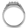 Slickblue Men’s Polished Stainless Steel Ring, Clear Synthetic Crystal Accents, Bold Fashion Statement, Sizes 8-13 - 3 of 4