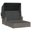 vidaXL Double Sun Lounger with Canopy-Gray Poly Rattan, Adjustable Backrest, Washable Cushions, Outdoor/Patio/Garden Day Bed - 2 of 4