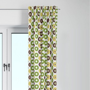 Bacati - Mod Dots Stripes, Green/Yellow/Beige/Brown Dots Curtain Panel - 1 of 4